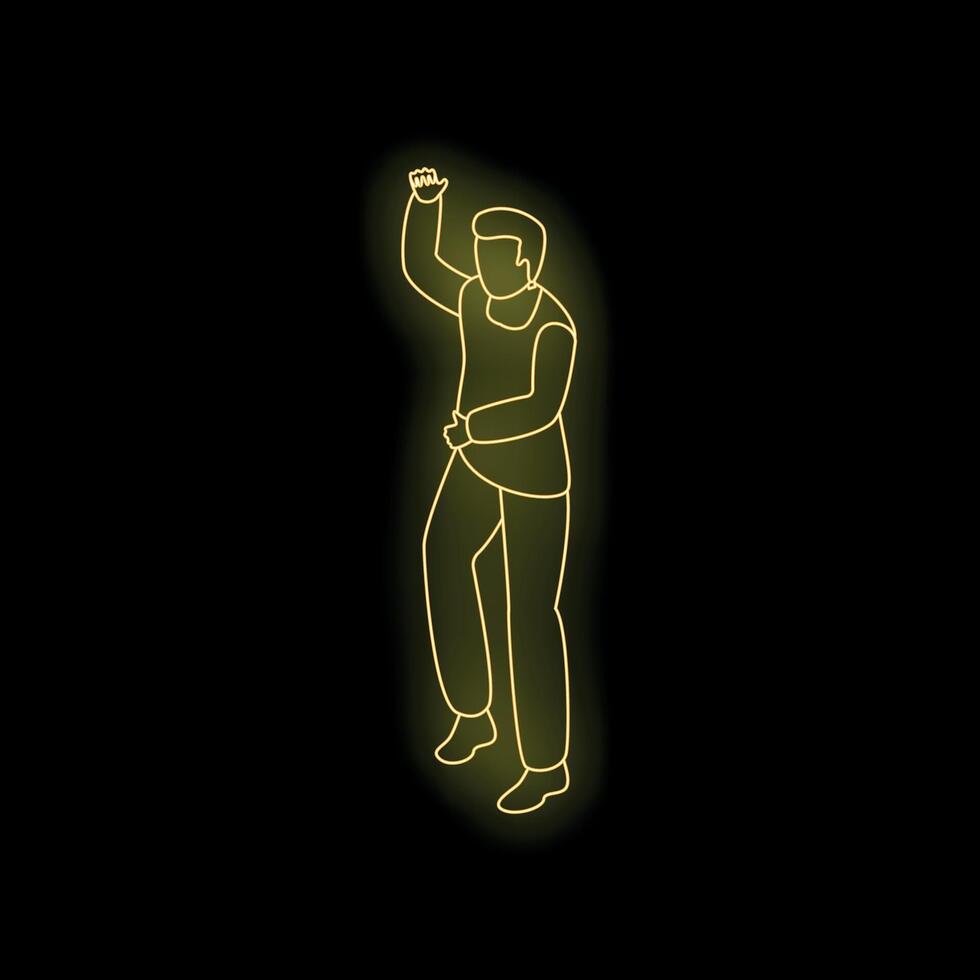 Man dancing with neon light effect on black background vector