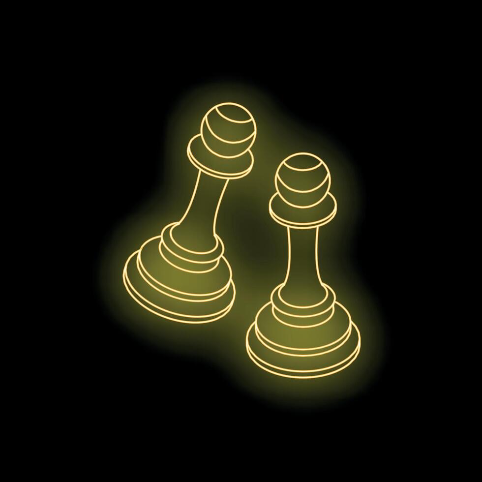 Two pawns glowing in neon light on dark background vector