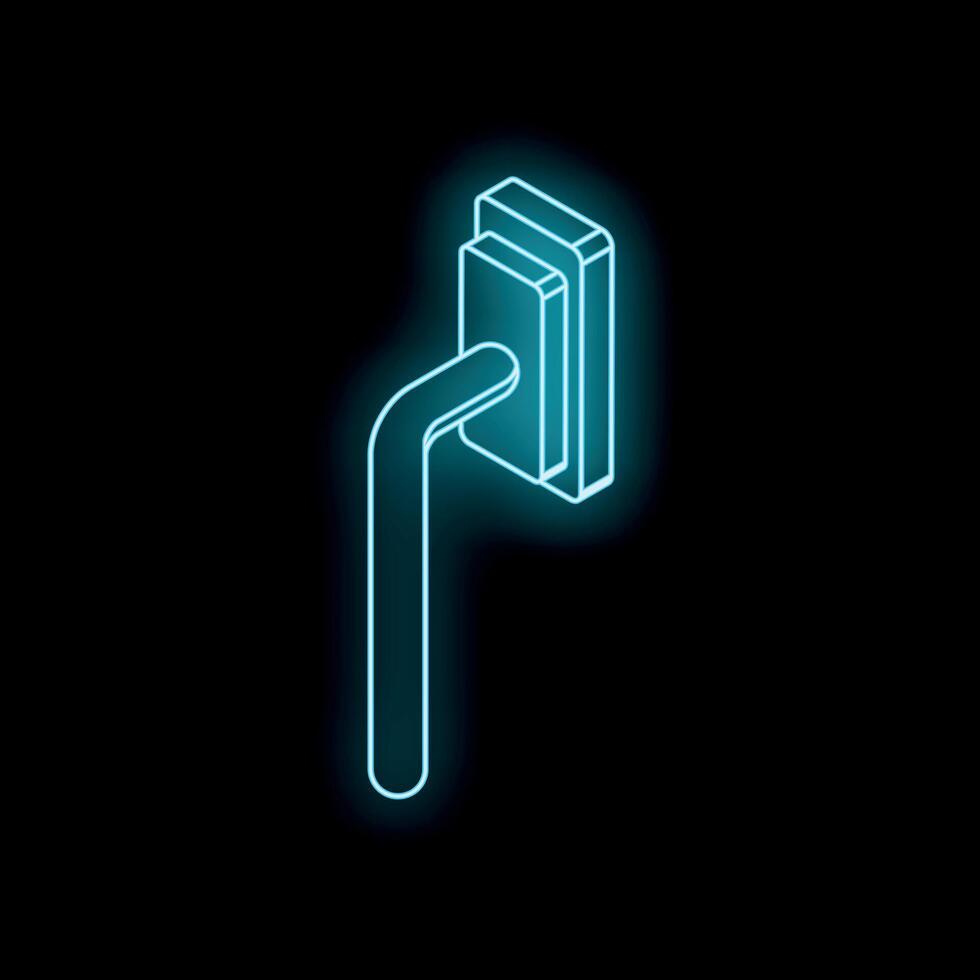 Glowing neon door handle sign on black background vector