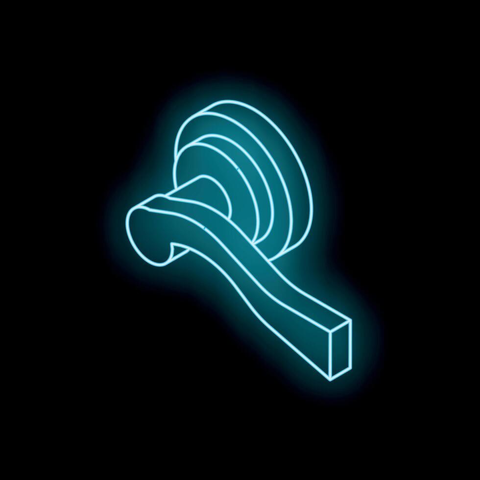 Glowing neon door handle sign illuminating the night vector