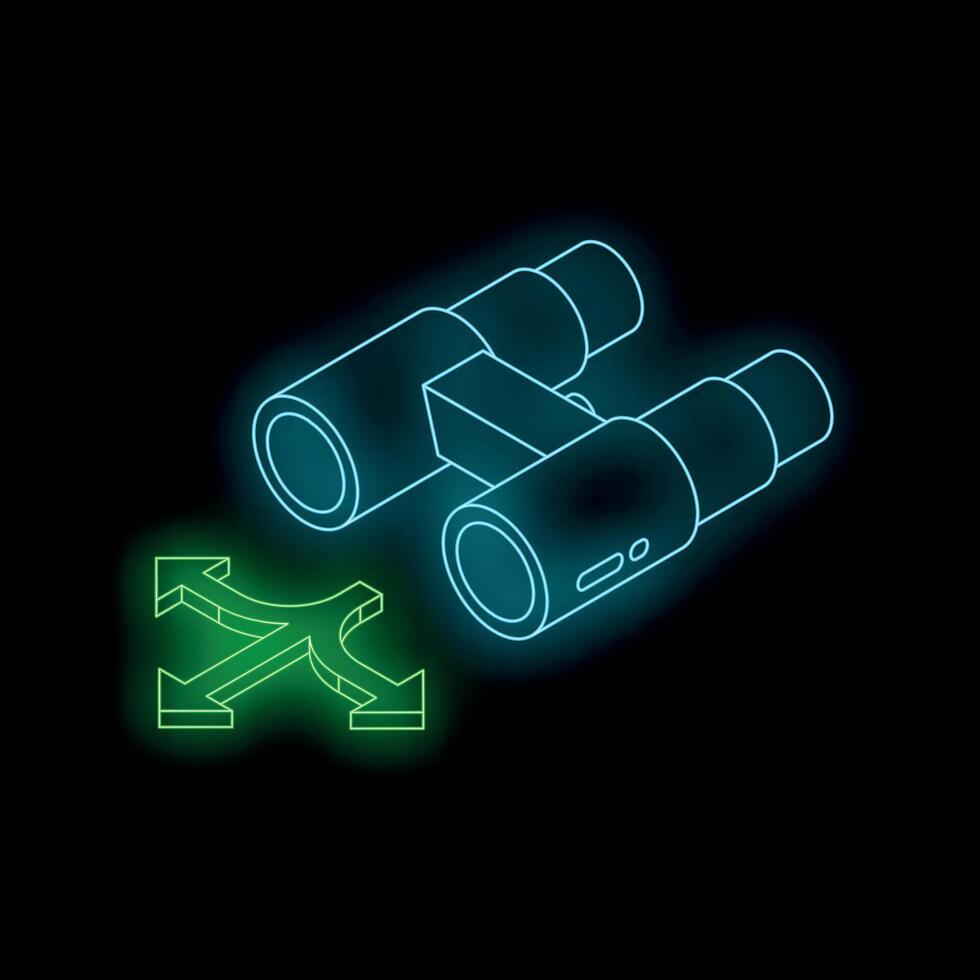 Binoculars showing multiple directions symbolizing strategic vision and decision making vector