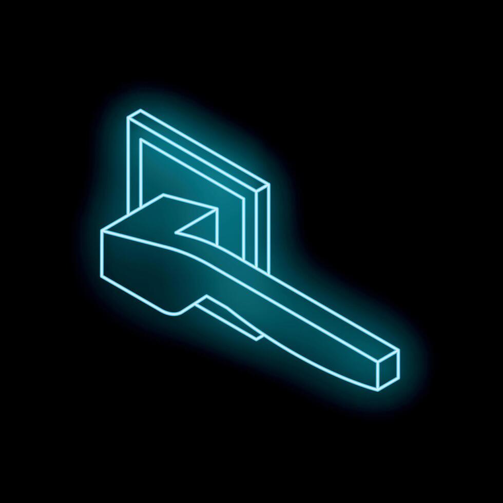 Glowing neon door handle sign on black background vector