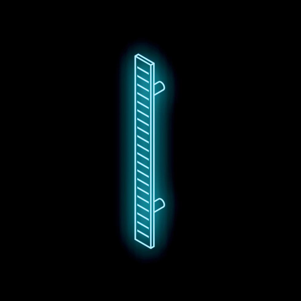 Glowing neon heated towel rail on black background vector