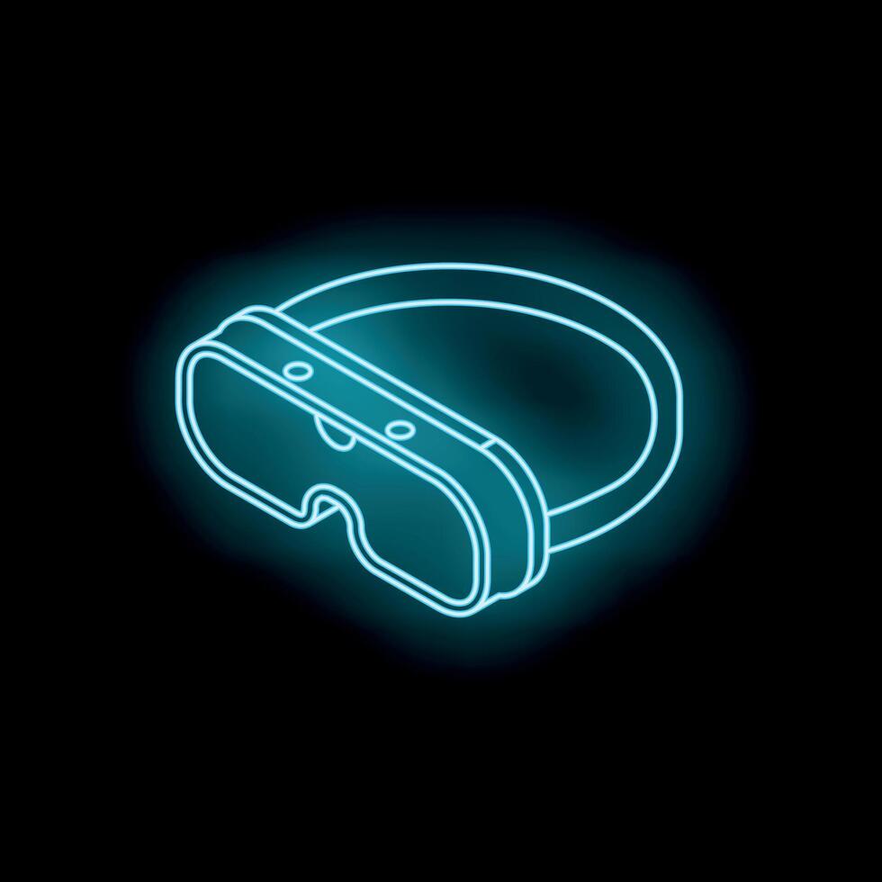 Neon vr headset glowing on dark background, immersive technology vector
