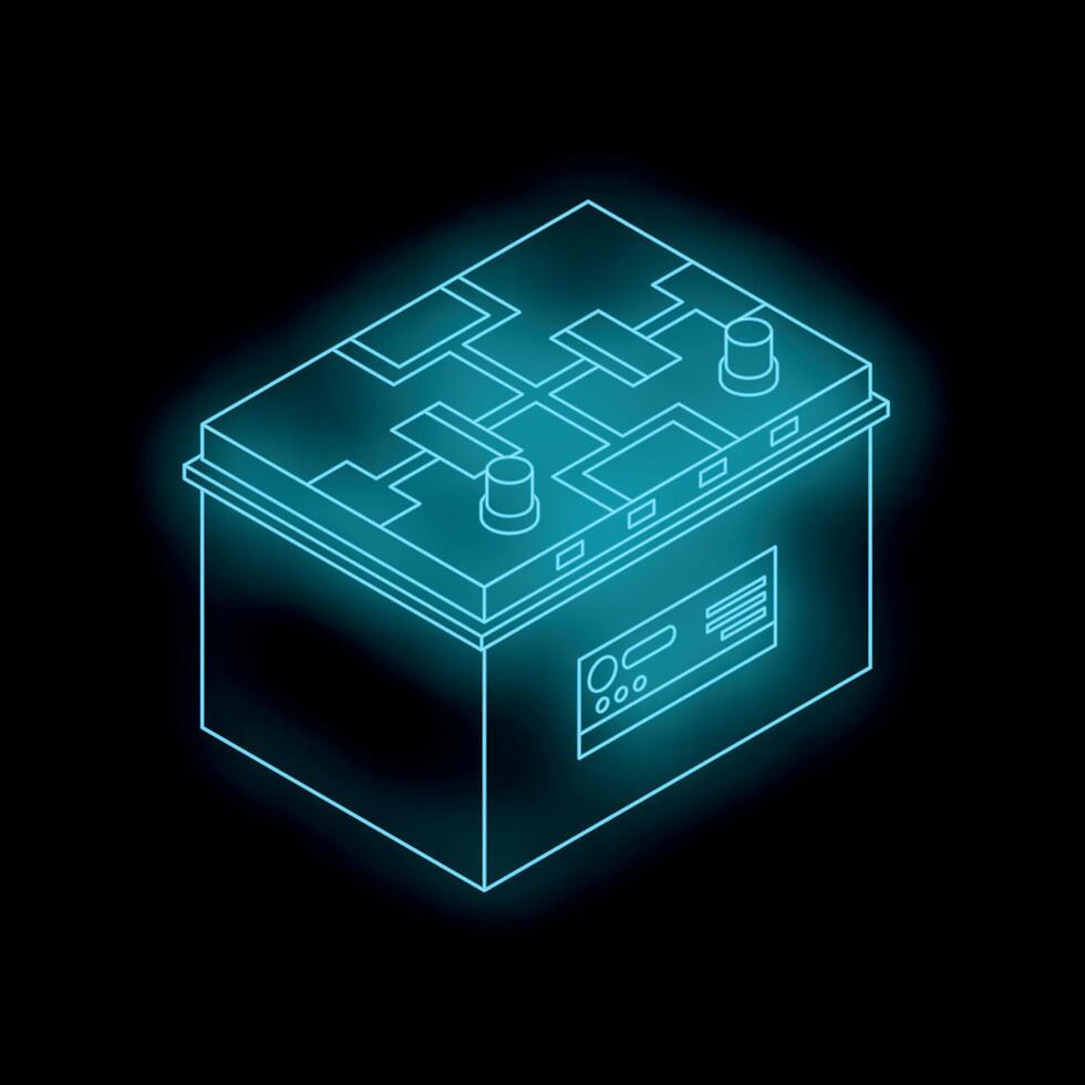 Glowing car battery providing power for electric vehicles vector