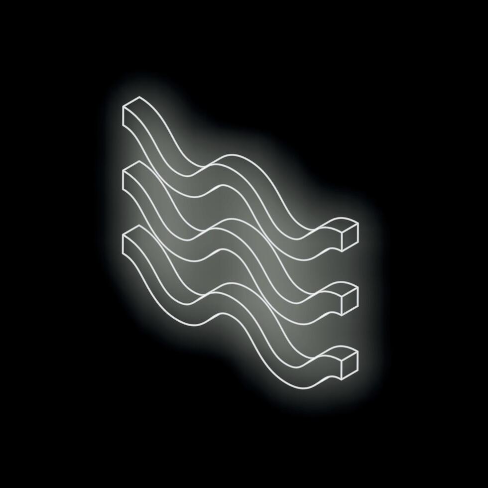 Three glowing white wavy lines creating an abstract pattern on black background vector