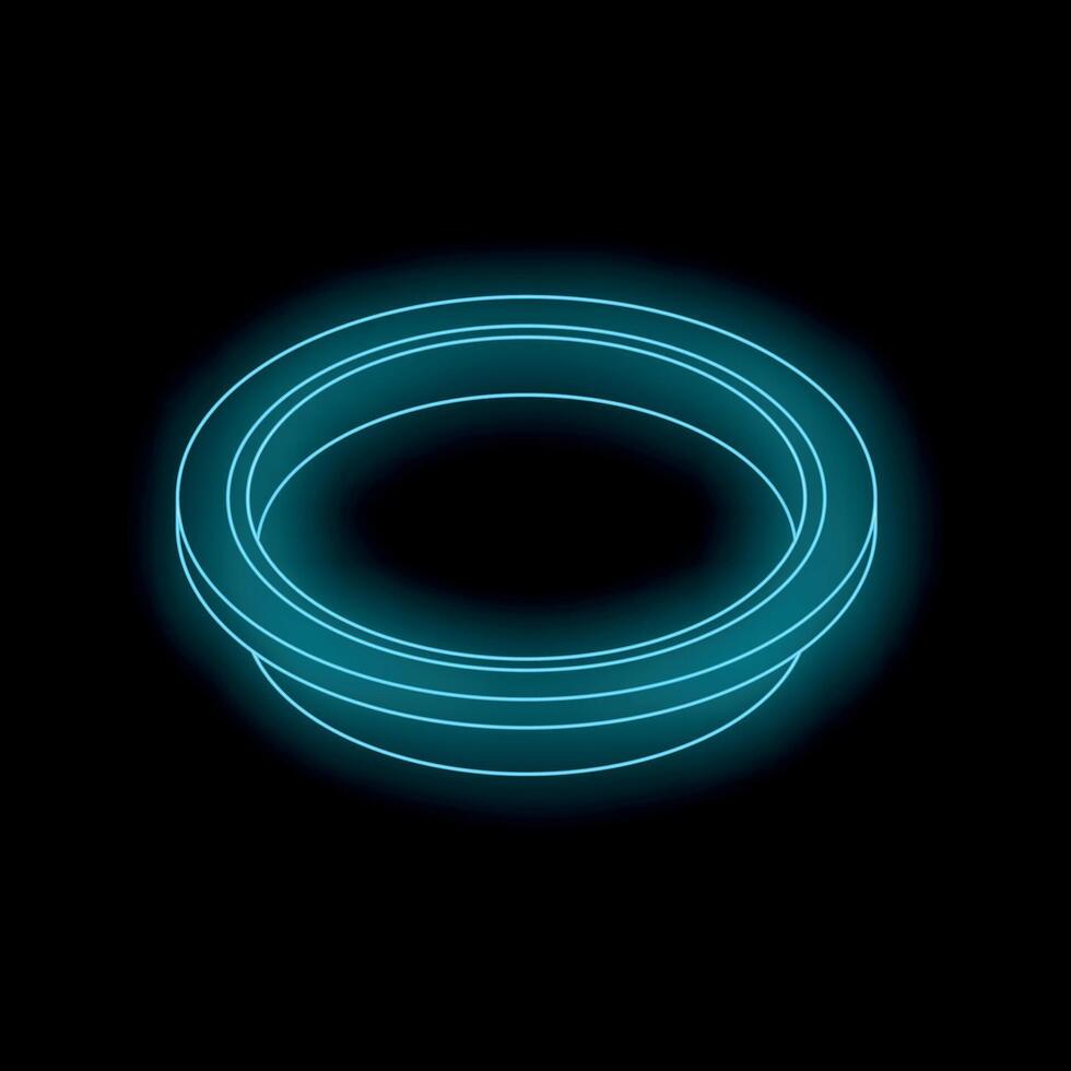 Glowing neon circle creating futuristic portal effect on dark background vector