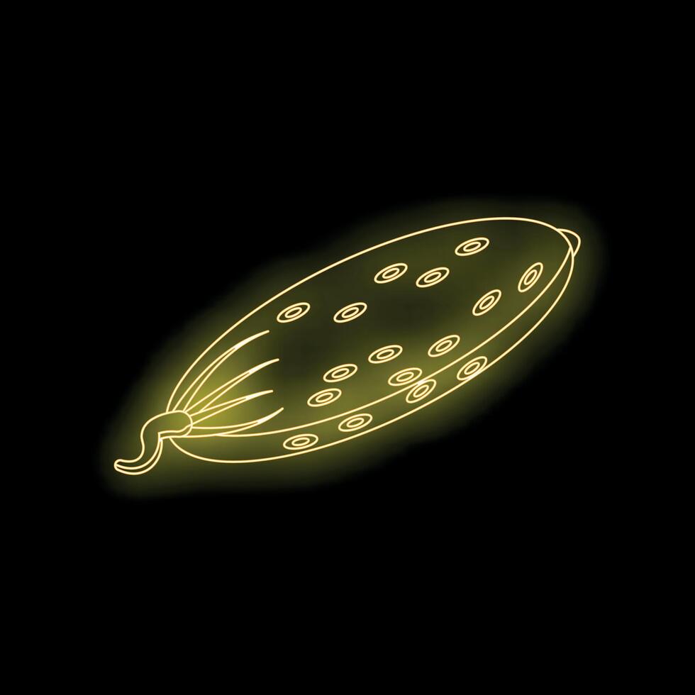 Neon cucumber illuminating the dark, symbolizing healthy eating and freshness vector