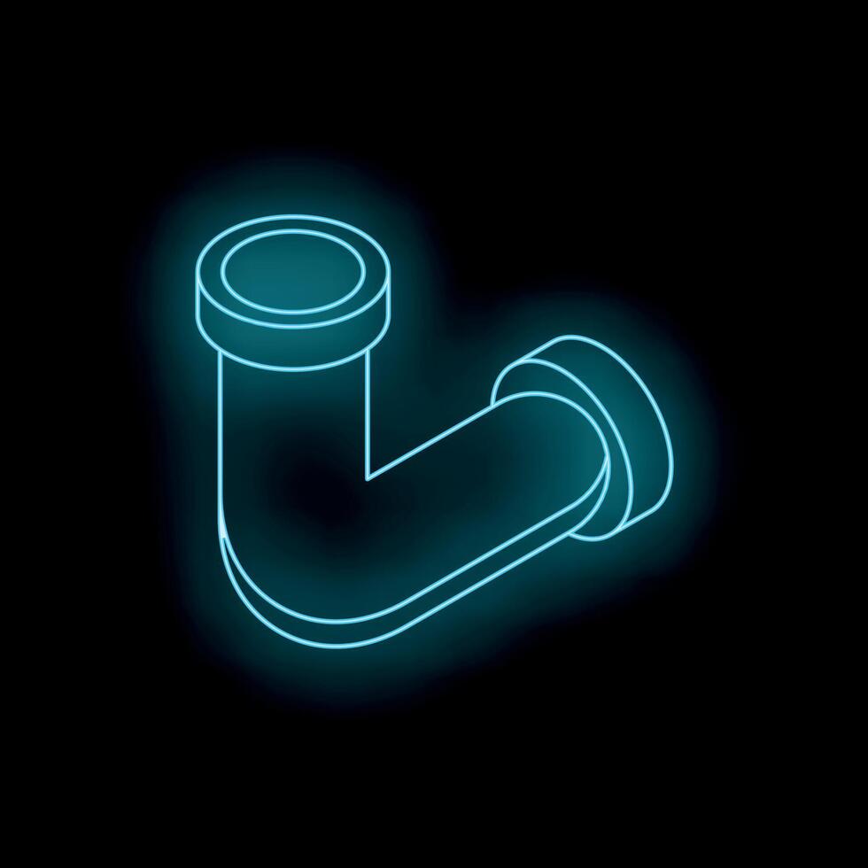 Glowing neon pipe fitting on dark background representing plumbing and connections vector