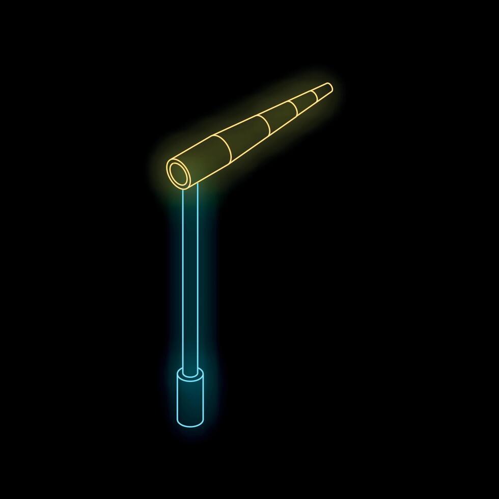 Glowing neon windsock showing wind direction on dark background vector