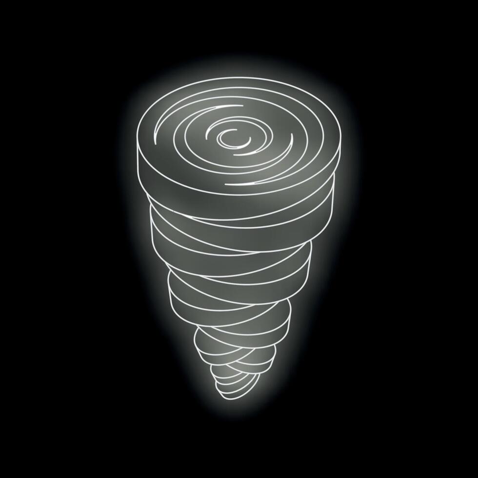 Swirling white tornado descending on dark background vector