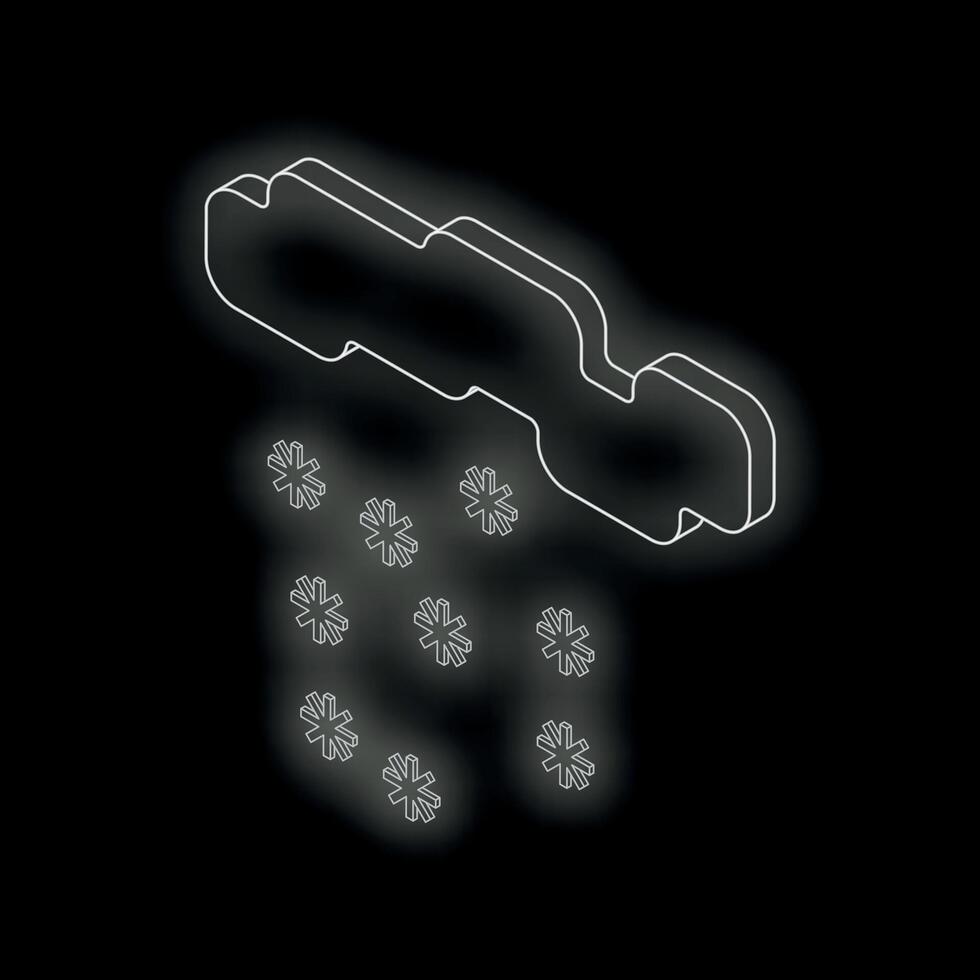 Snow falling from cloud isometric icon on dark background vector