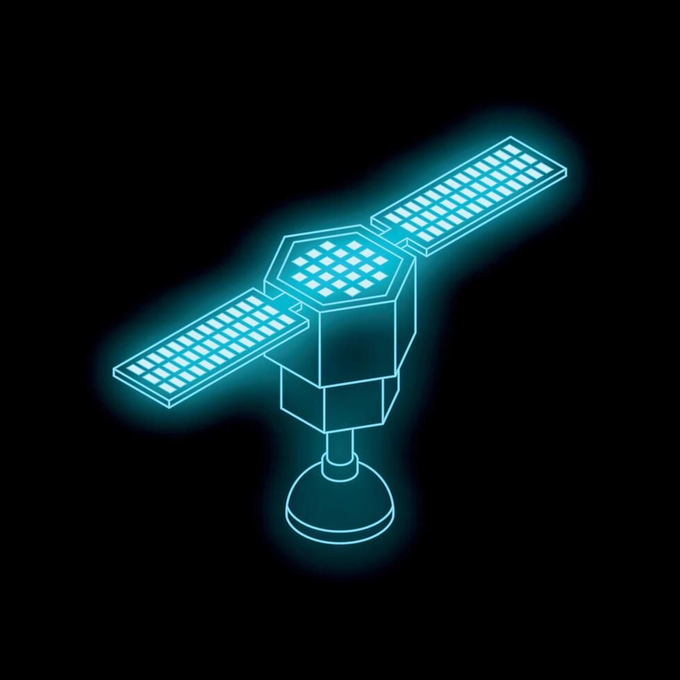 Futuristic glowing satellite orbiting in space vector