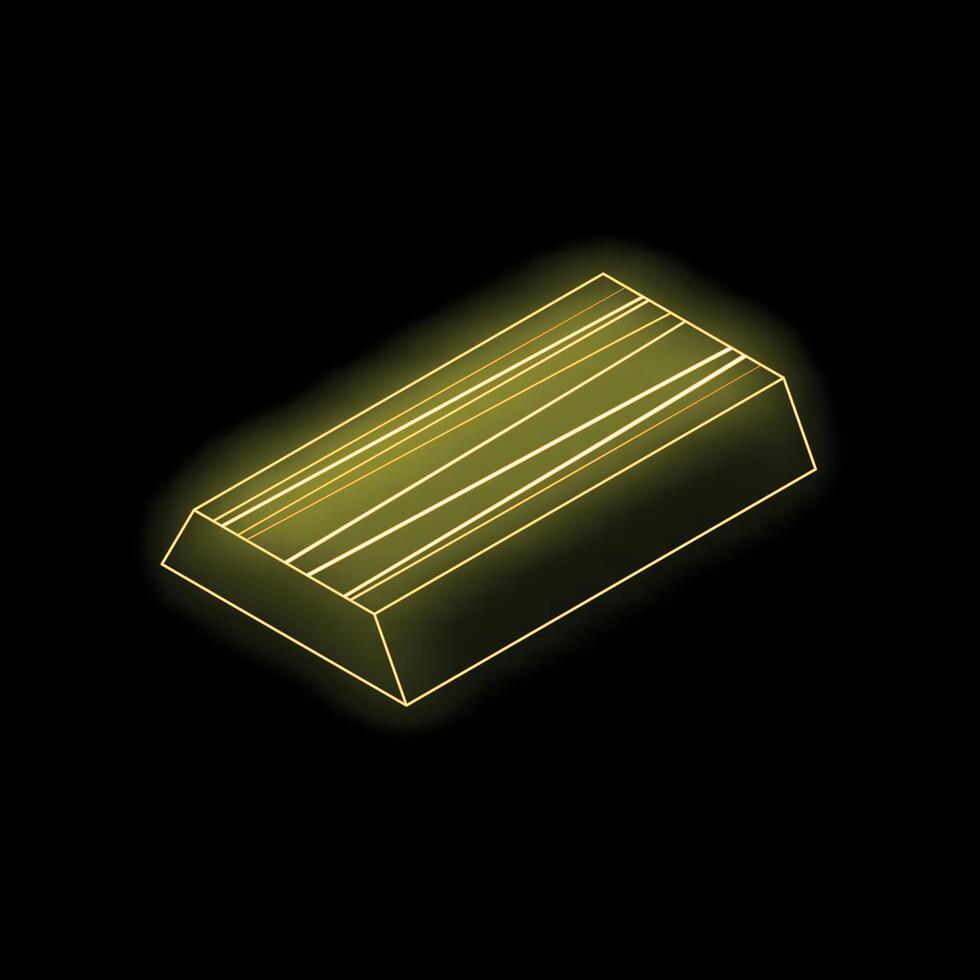 Glowing gold bar representing wealth and investment on black background vector