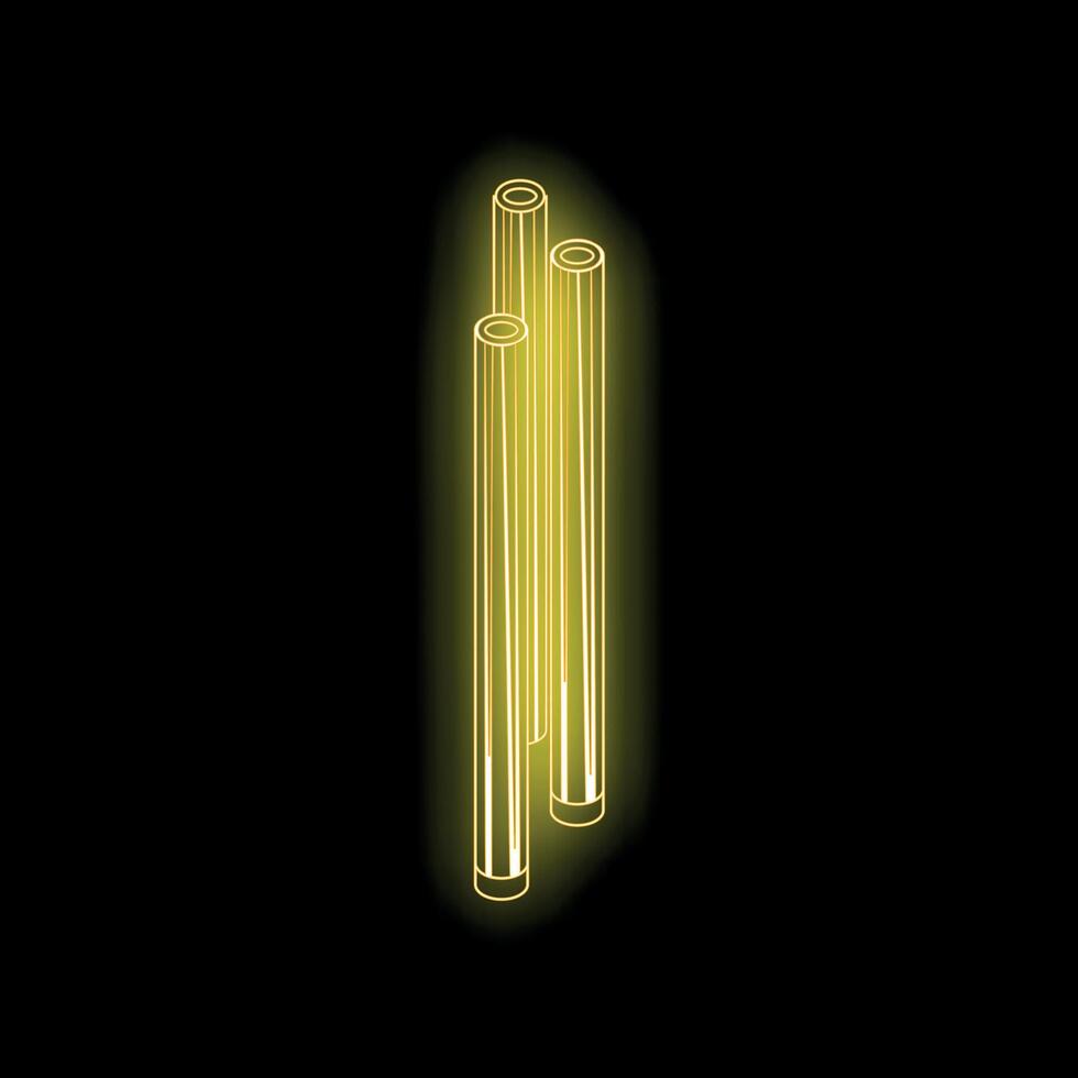 Three glowing neon tubes creating a modern and minimalist design on black background vector
