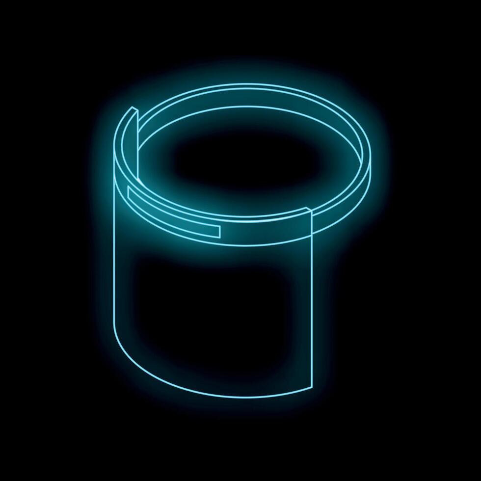 Glowing face shield protecting against contagious diseases in dark environment vector