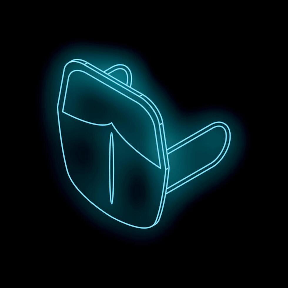 Neon blue light protecting face mask on black background vector
