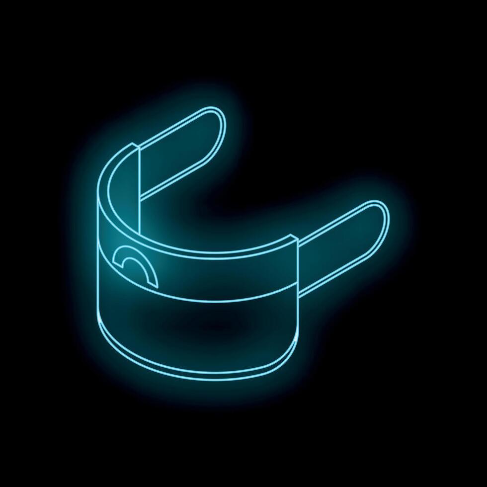 Futuristic neon virtual reality headset glowing on dark background vector