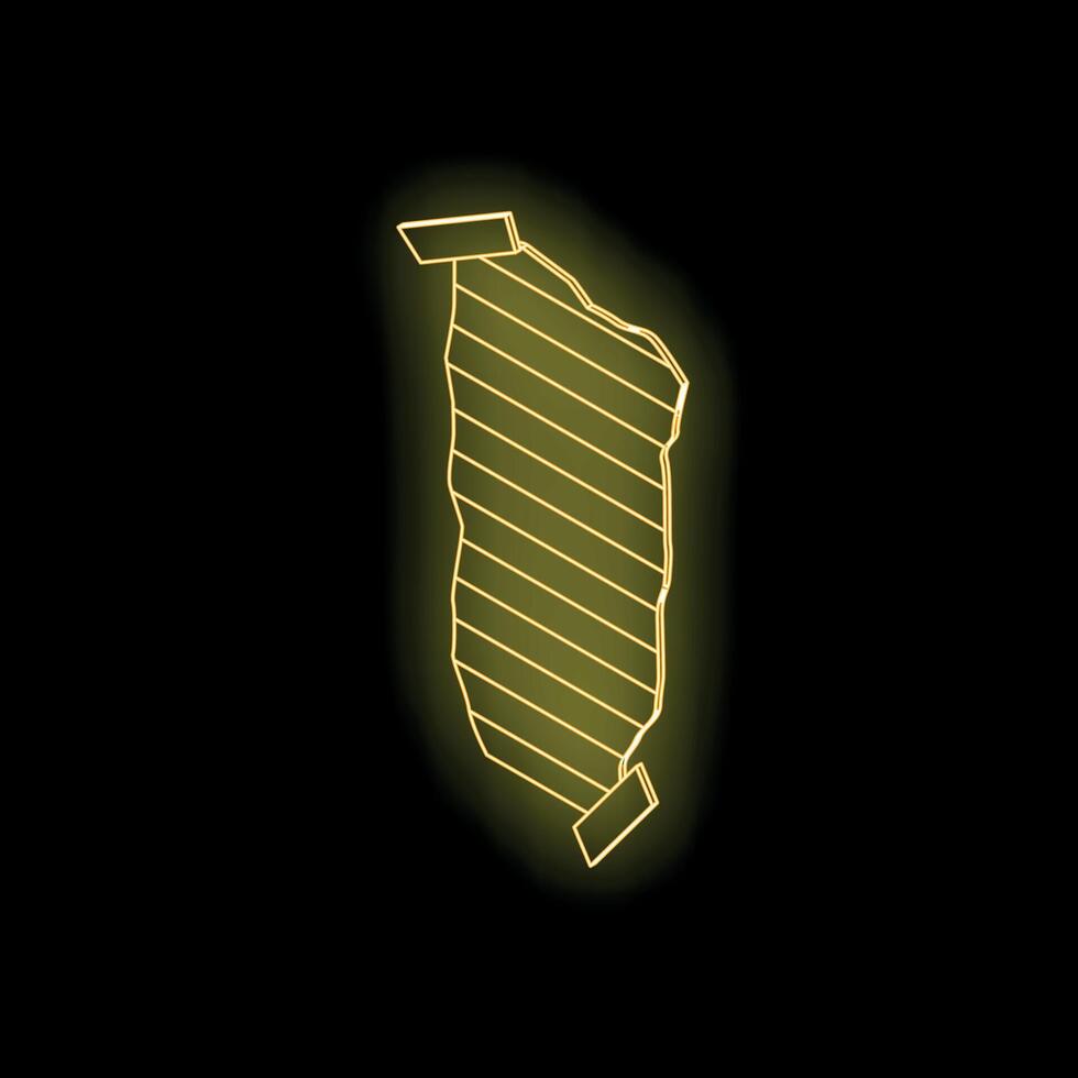 Golden neon light showing torn paper piece on black background vector