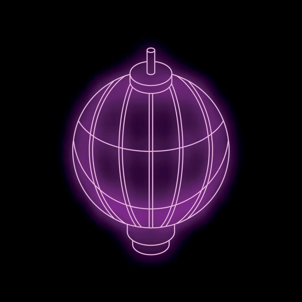 Glowing purple neon sphere with grid pattern on dark background vector