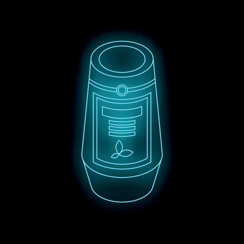 Neon smart speaker emitting a futuristic blue glow vector
