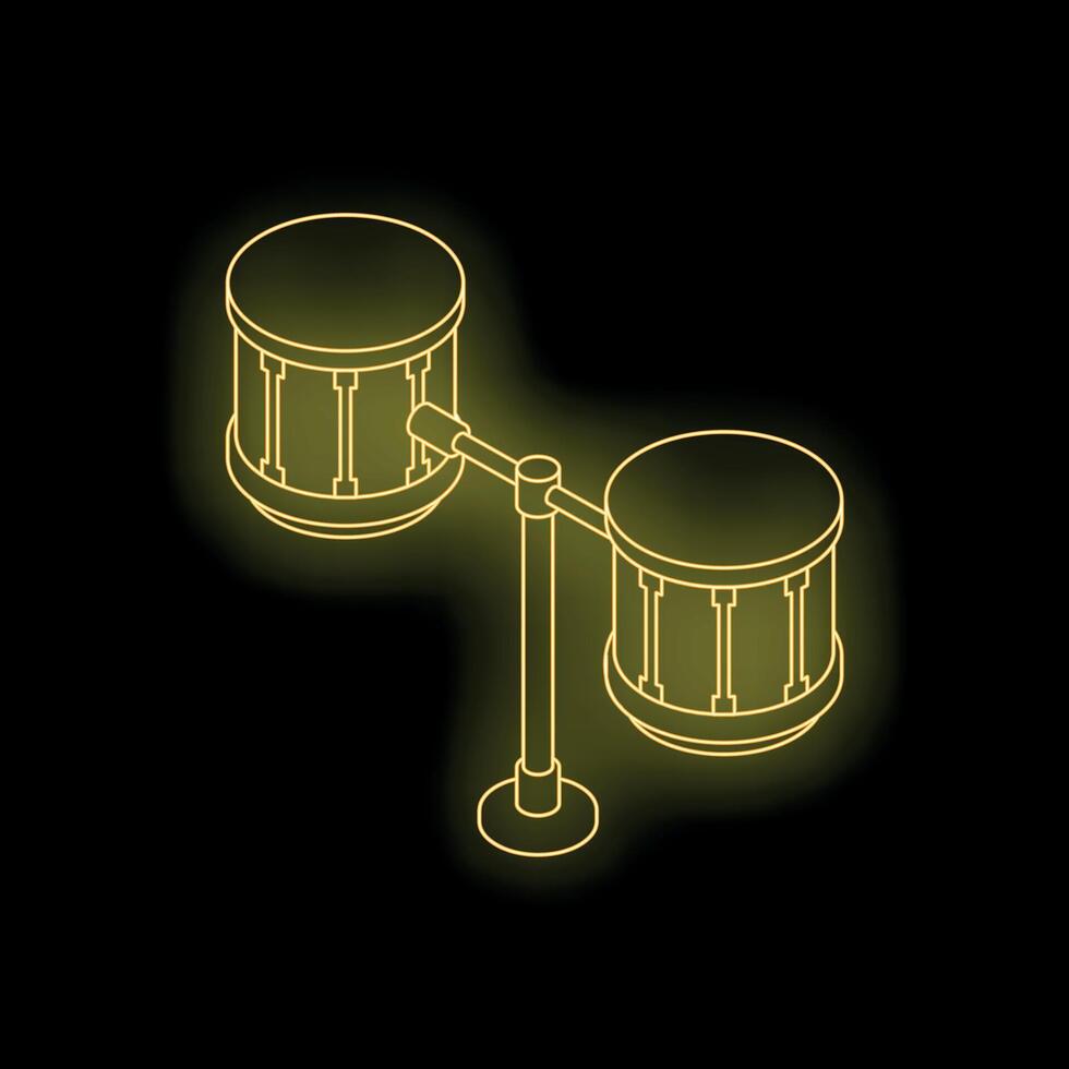 Golden timbales drums glowing on dark background vector