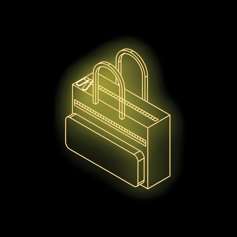 Neon yellow handbag shining in the dark vector
