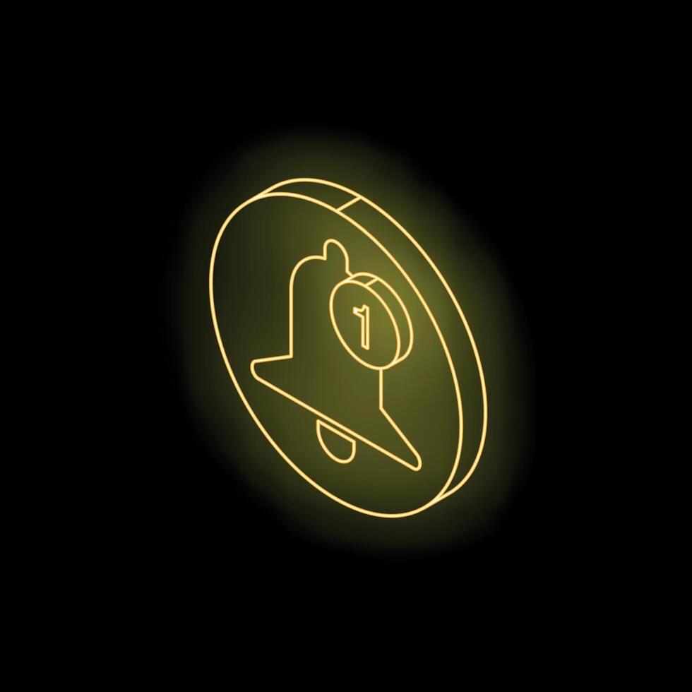Notification bell showing one new message on dark background vector