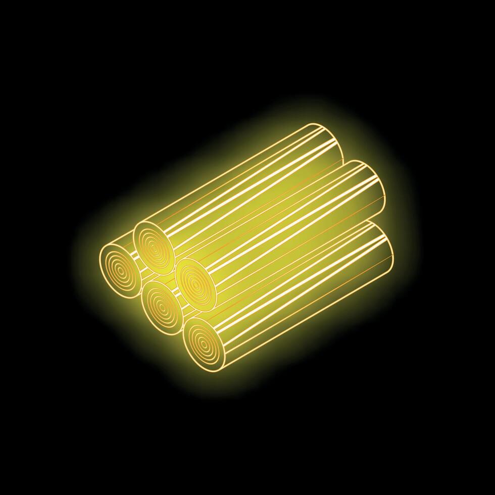 Glowing neon yellow logs representing lumber industry and forestry vector