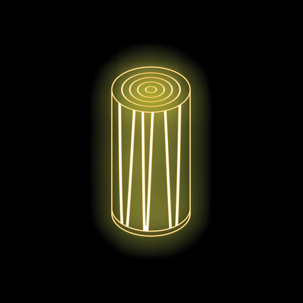 Glowing neon wood log icon on black background vector