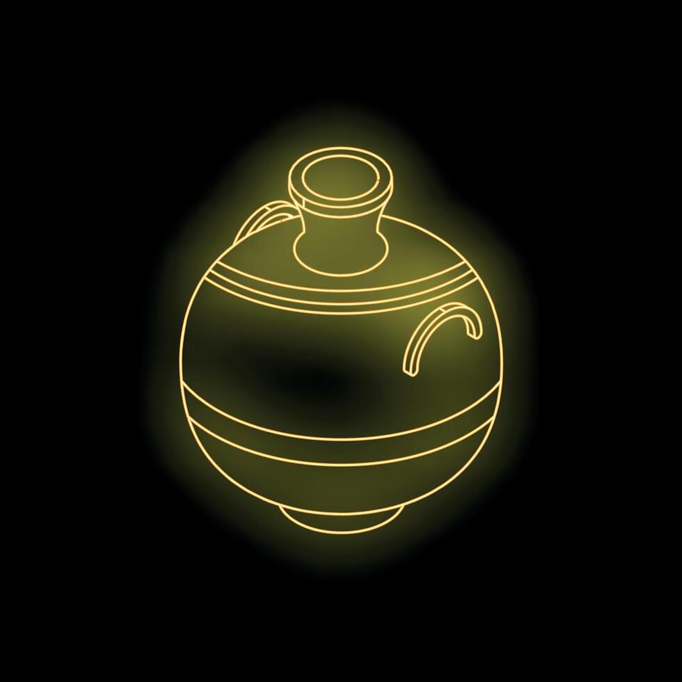 Golden glowing amphora on black background representing ancient greek pottery vector