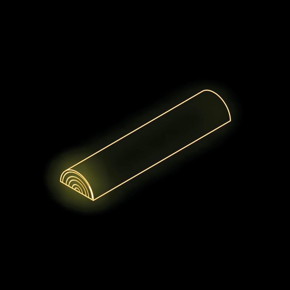 Glowing neon yellow wooden log icon on black background vector