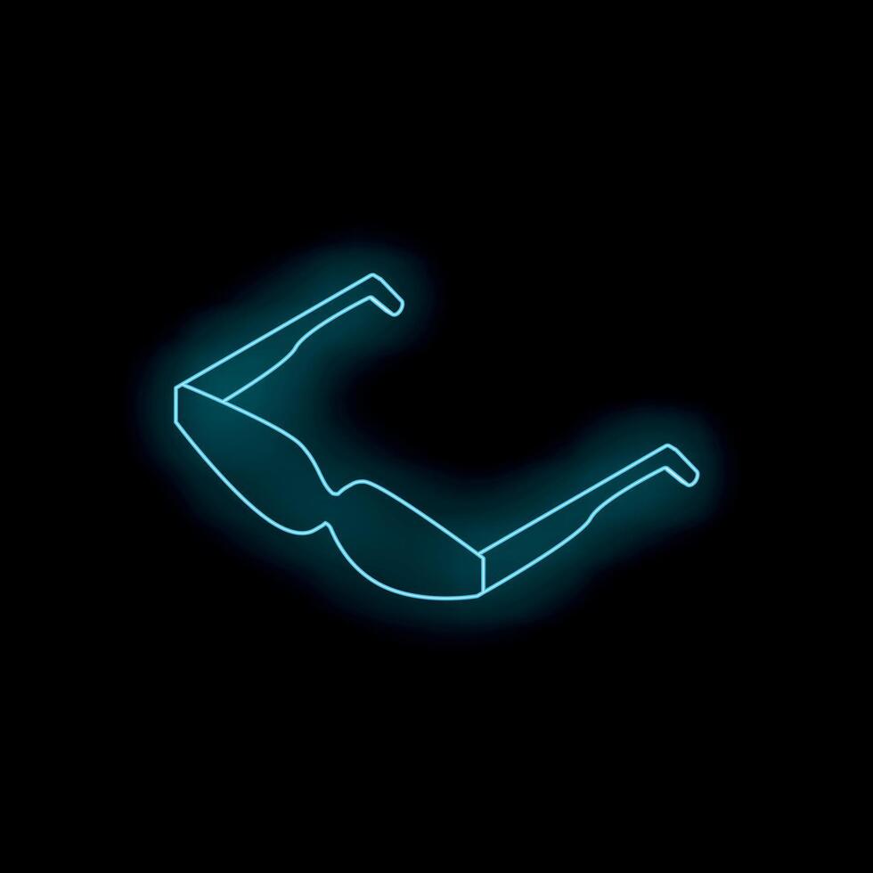 Neon blue glasses glowing on black background vector