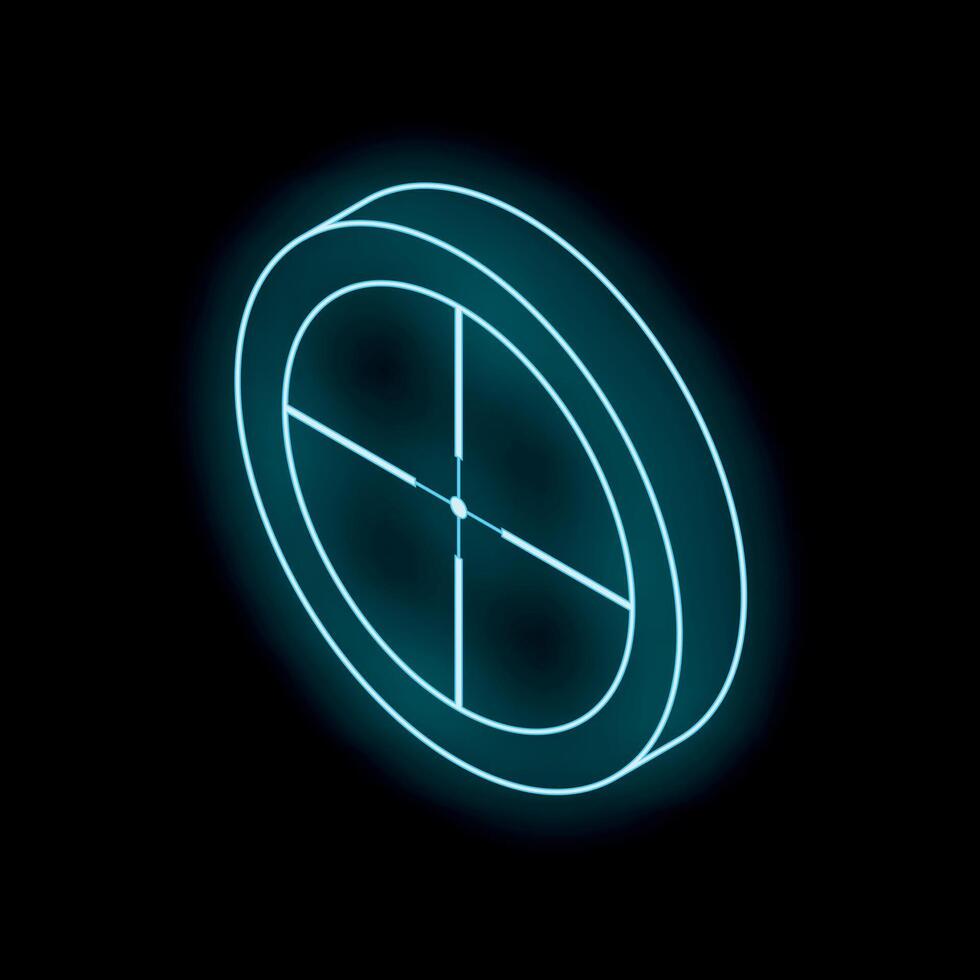 Glowing futuristic crosshair representing targeting and precision on a black background vector