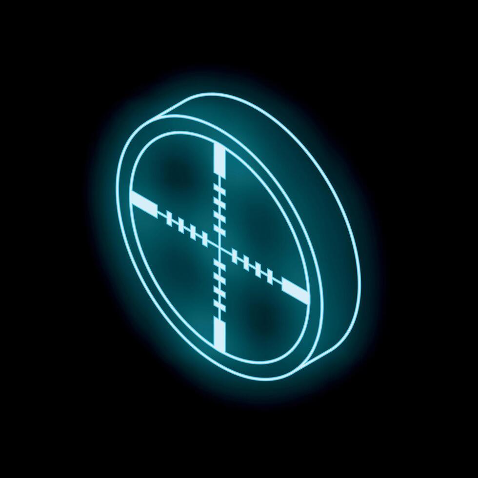 Glowing neon target sign representing precision and accuracy vector