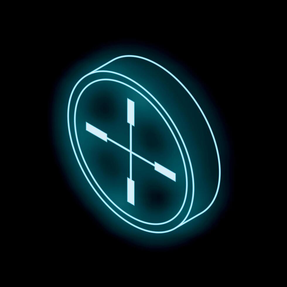 Neon blue glowing scope on black background vector