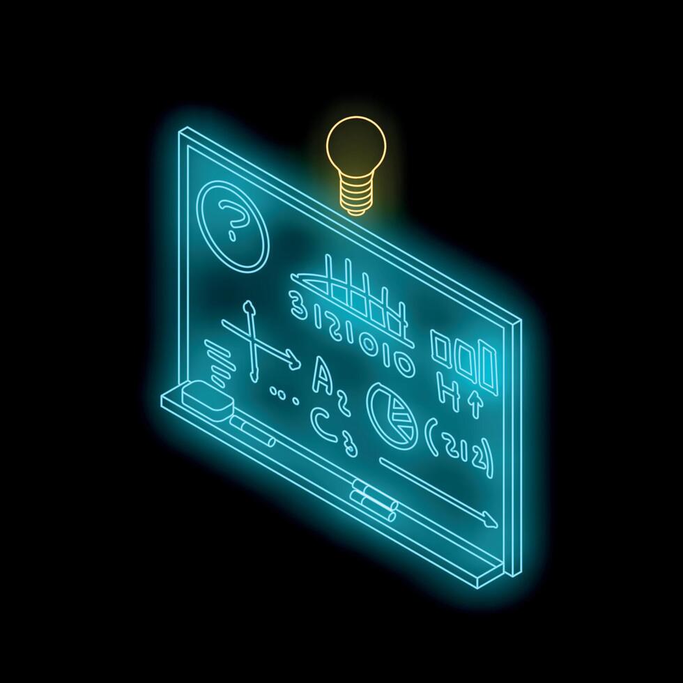 Blackboard with glowing light bulb symbolizing innovative education vector