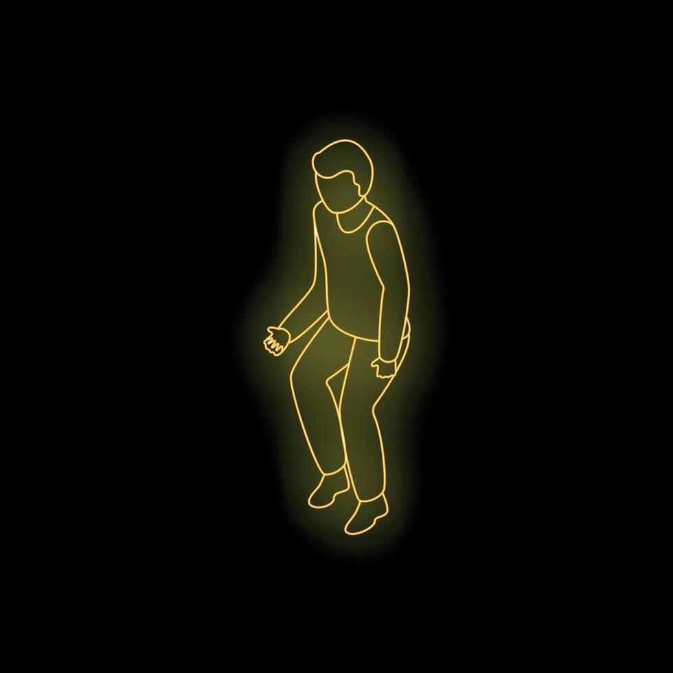 Businessman walking forward with golden neon light effect vector