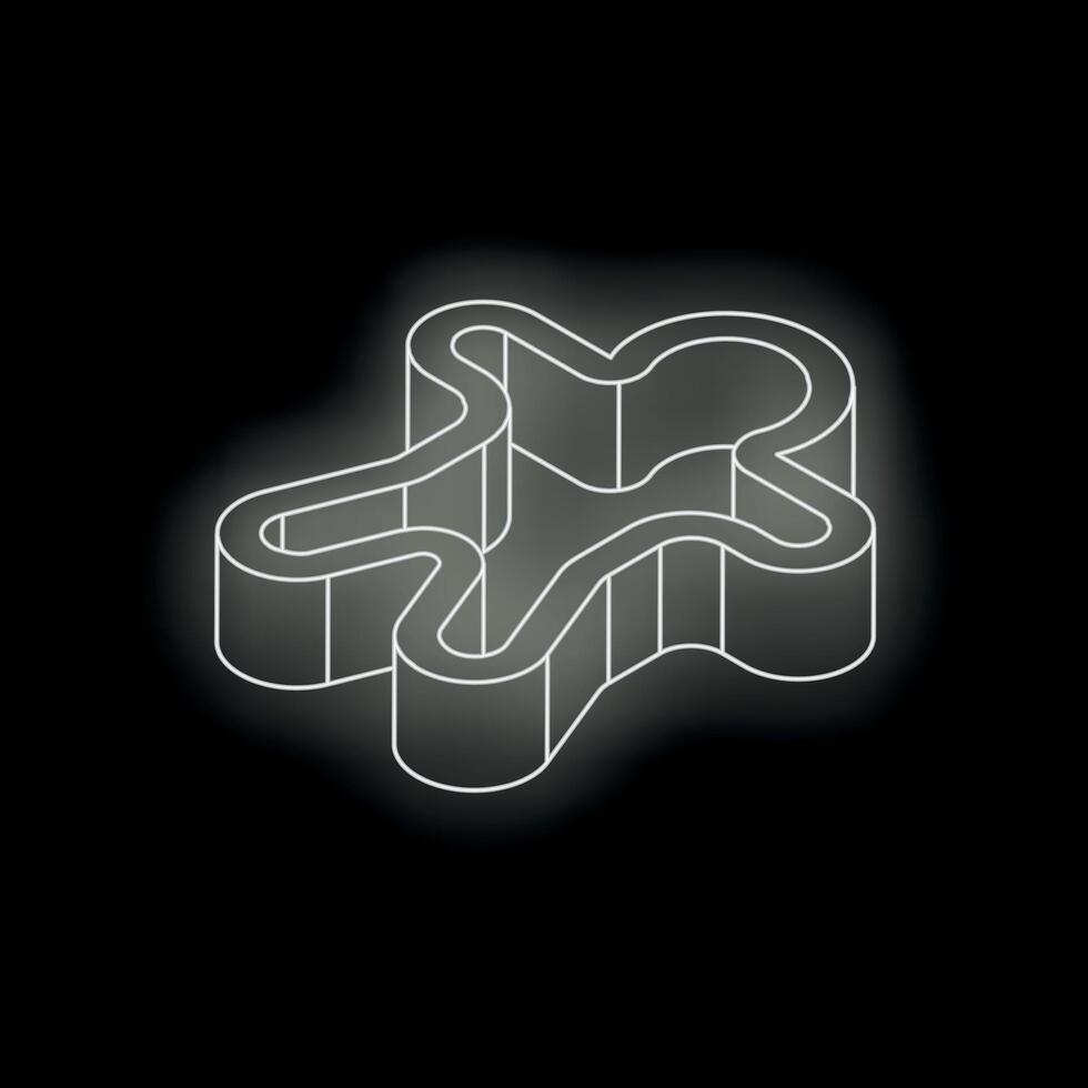 Glowing 3d outline of gingerbread man cookie cutter on dark background vector