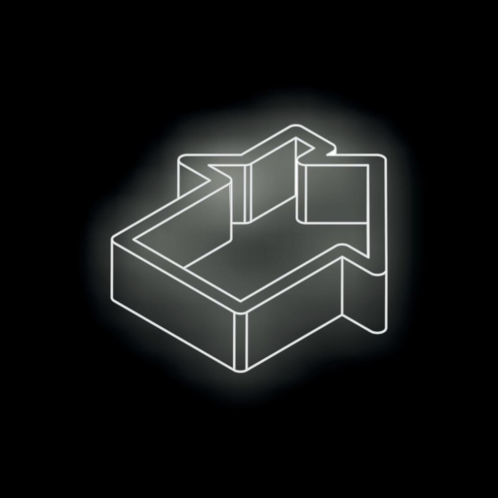 Glowing white outline of house icon appearing on dark background vector