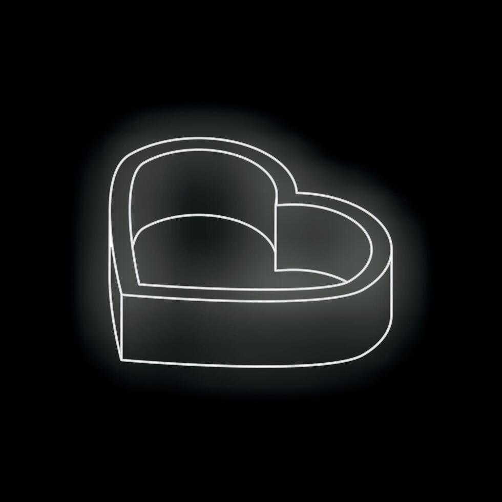 Neon heart shape glowing on dark background representing love and romance vector