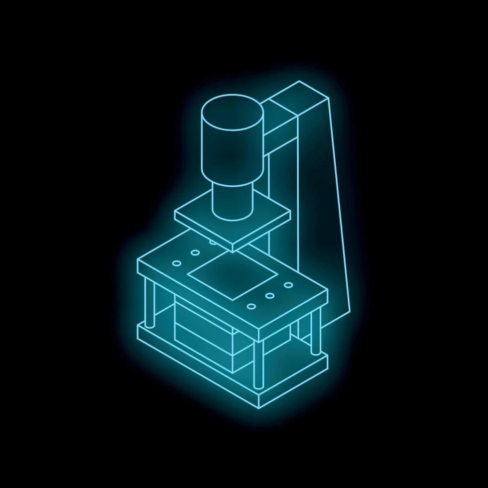 Hydraulic press operating in a dark industrial environment vector