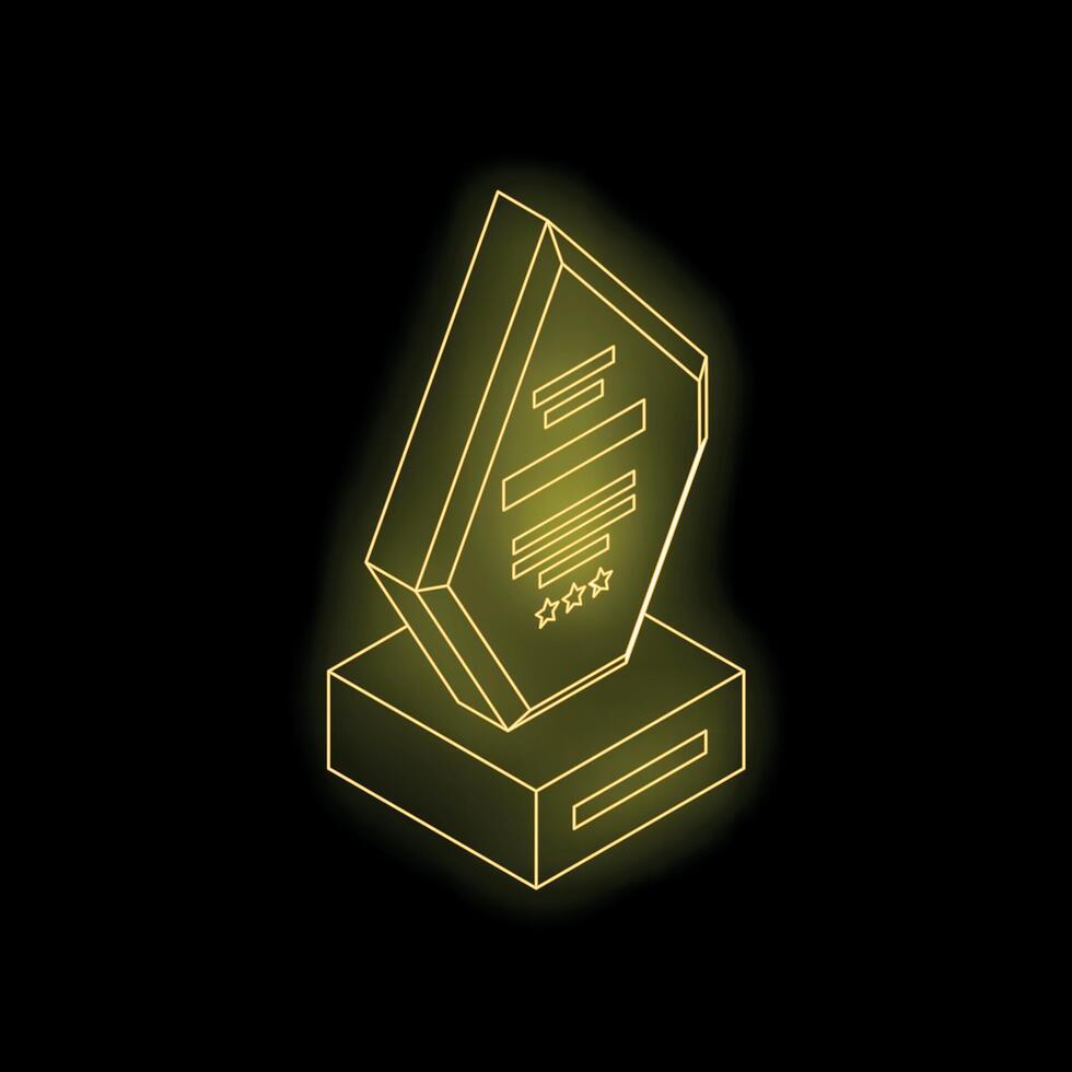 Glowing neon trophy representing success and achievement on black background vector
