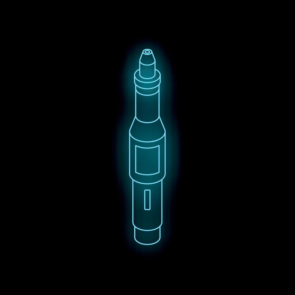 Electric pen glowing with neon light on dark background vector