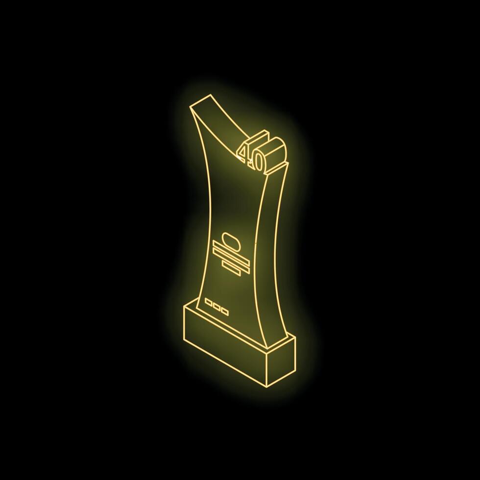 Glowing neon trophy celebrating 40 years of excellence on black background vector