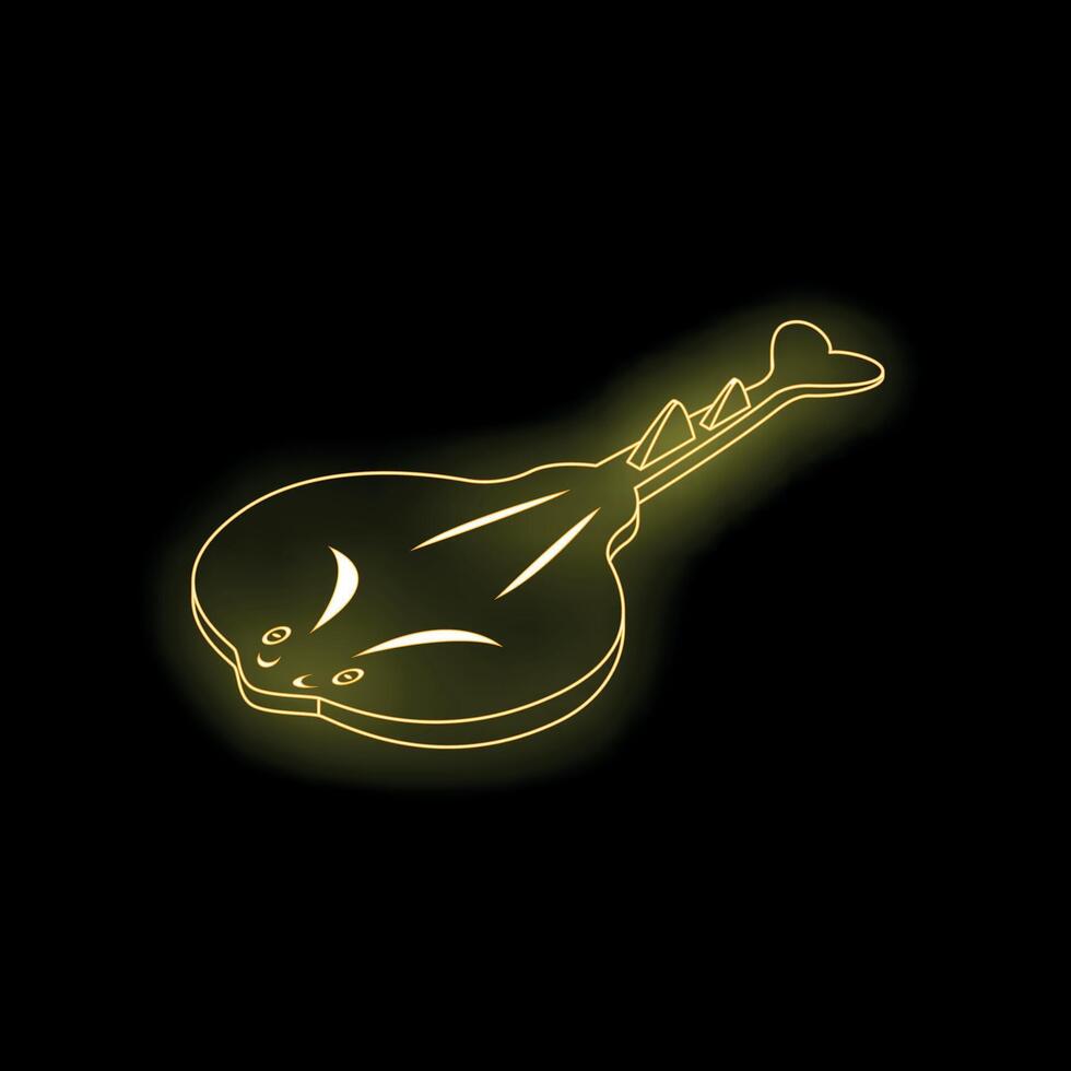 Yellow neon light stingray glowing on black background vector