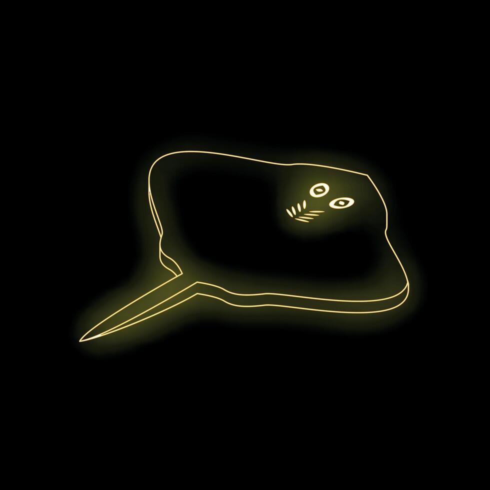 Neon yellow stingray swimming in the dark ocean depths vector