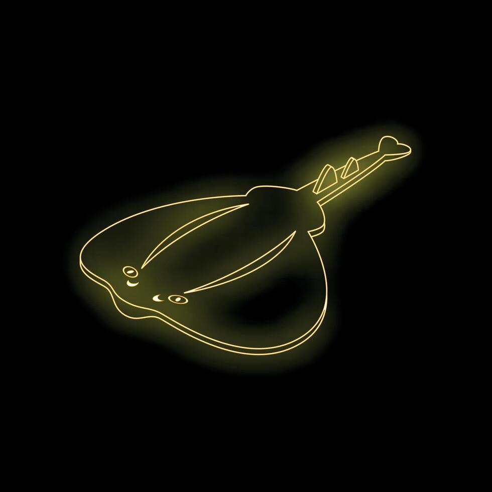 Yellow neon stingray swimming in the dark ocean depths vector
