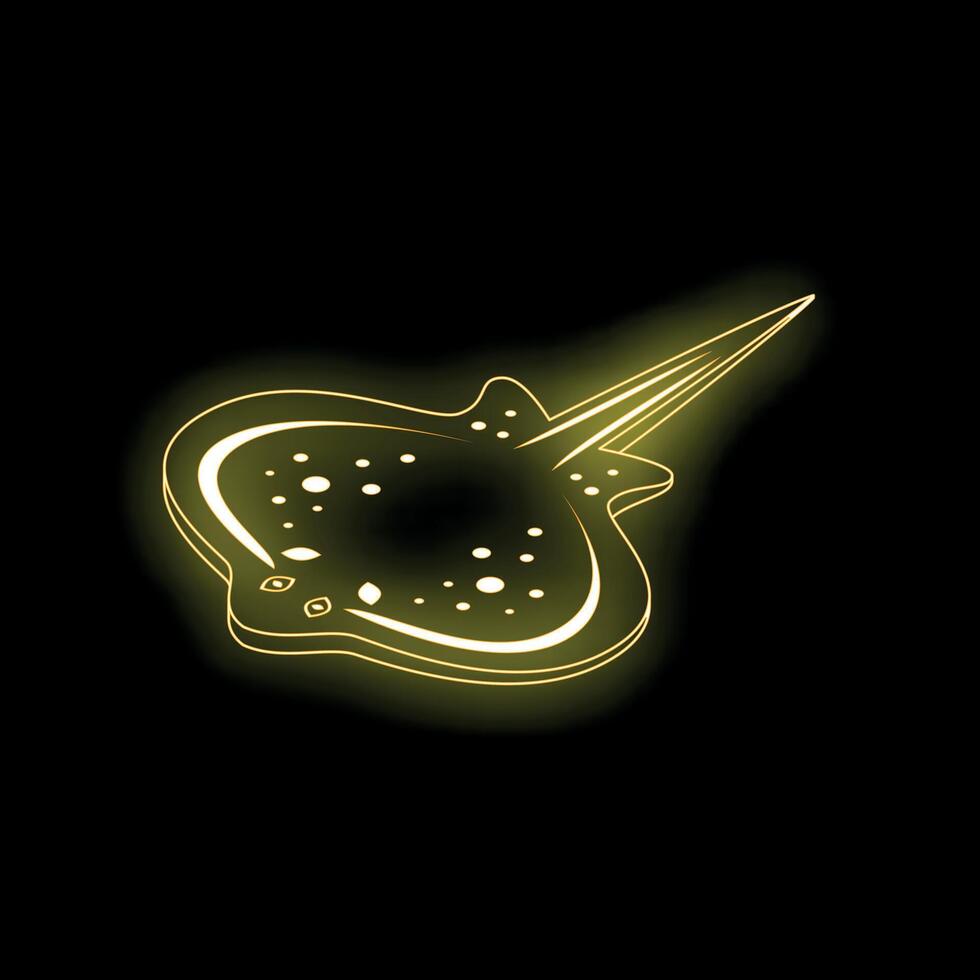Yellow neon stingray swimming in the dark vector