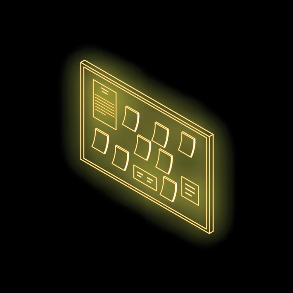Glowing neon task board showing project management and planning vector